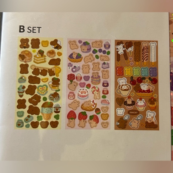 Daiso Bear Holographic Sticker Sheet Japan Exclusive Kawaii Teddy Sweets Sparkly - Picture 7 of 8